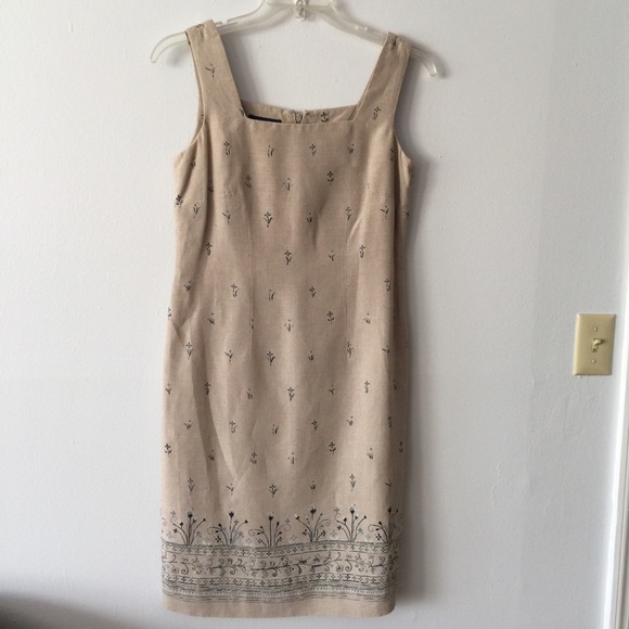 Charter Club Floral Print Shift Dress Linen Size 8 - Picture 1 of 5